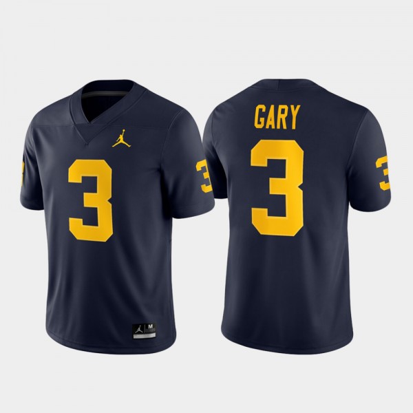 Michigan #3 Mens Rashan Gary Jersey Navy Embroidery Game Football